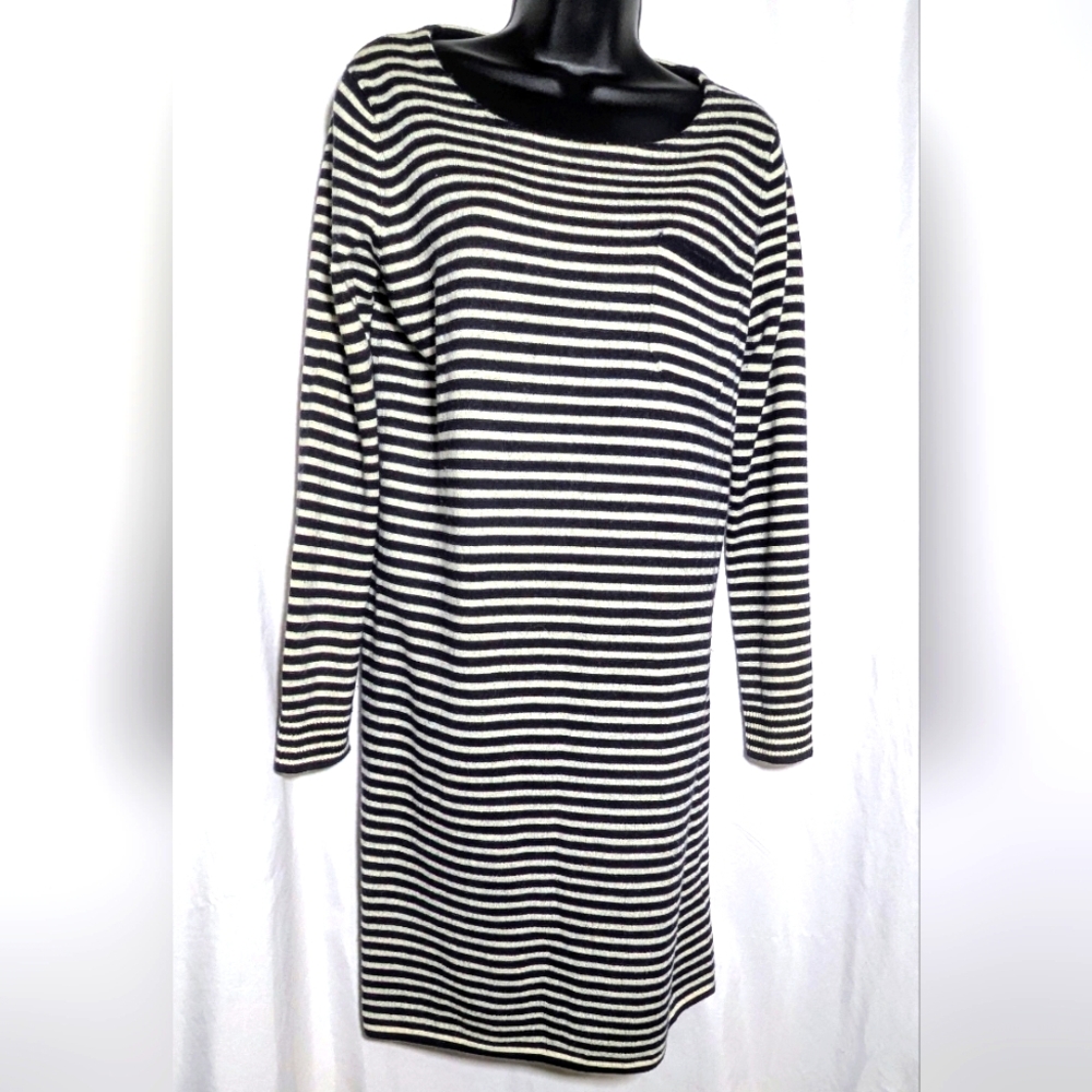 A.P.C Wool black and white knit midi dress | Size M